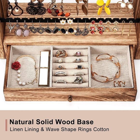 New Earring Organizer, 5 Layer Earring Holder Organizer with Metal Necklace Hold - Picture 3 of 6